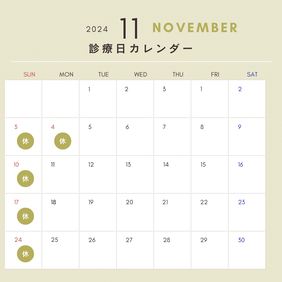 11月診療日カレンダー